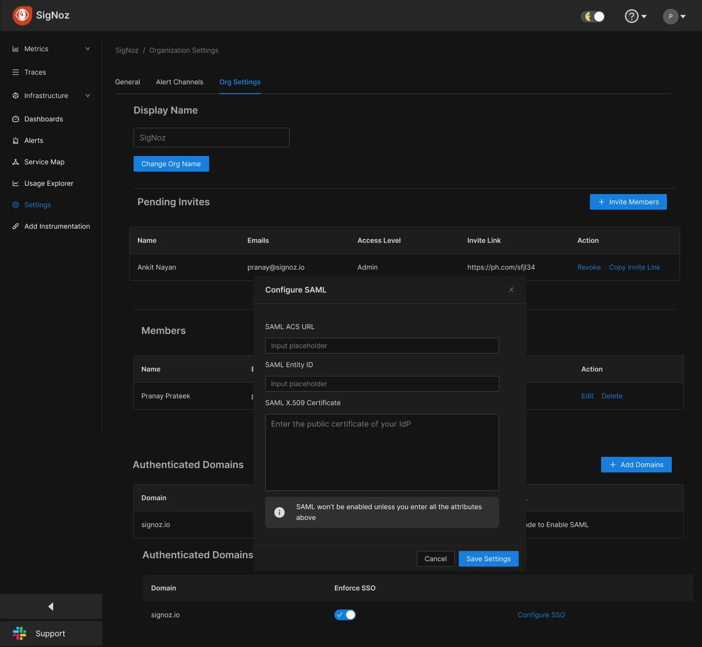 Configure SAML in SigNoz