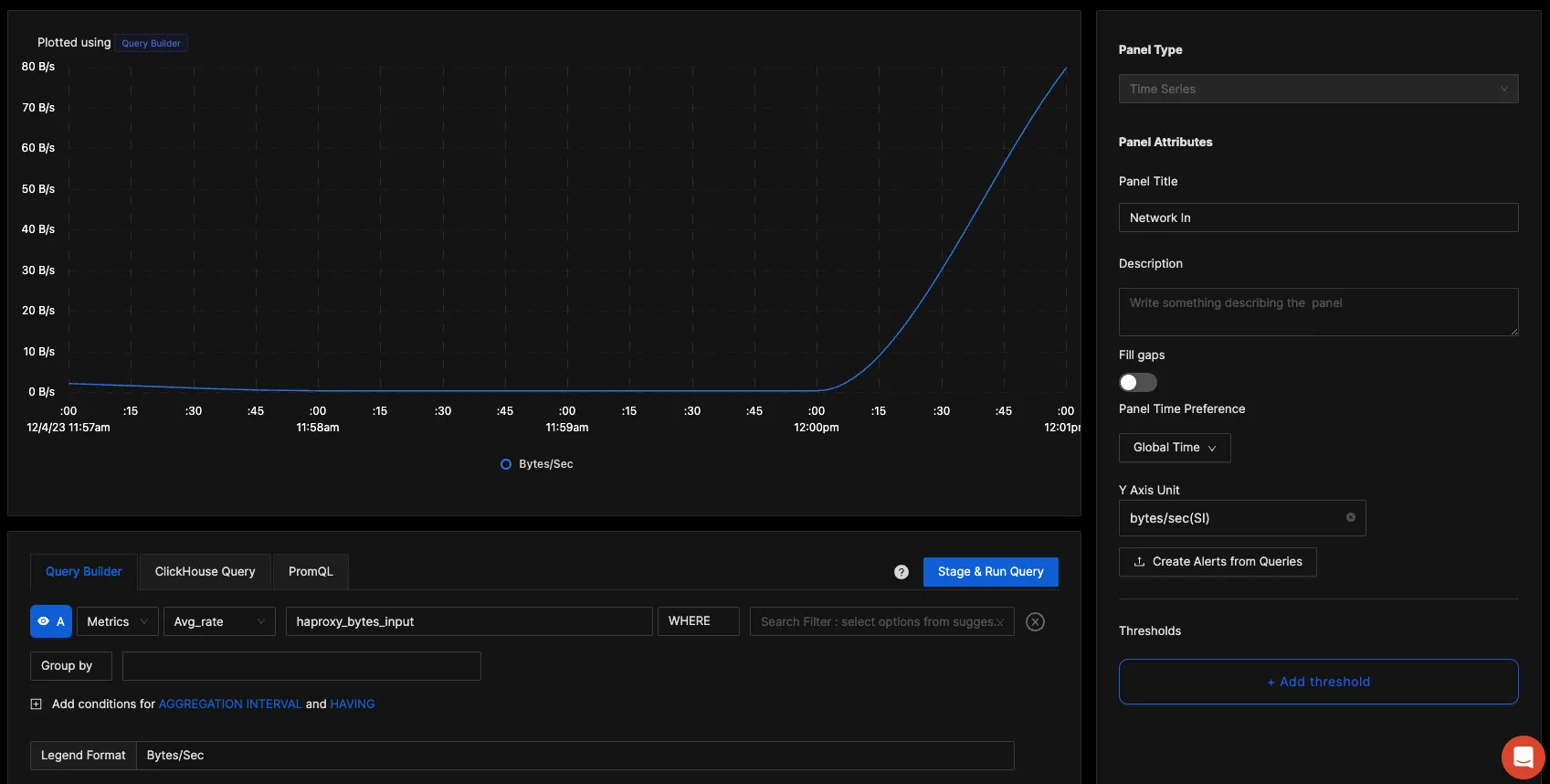 Creating a panel for Network in traffic - Bytes per second