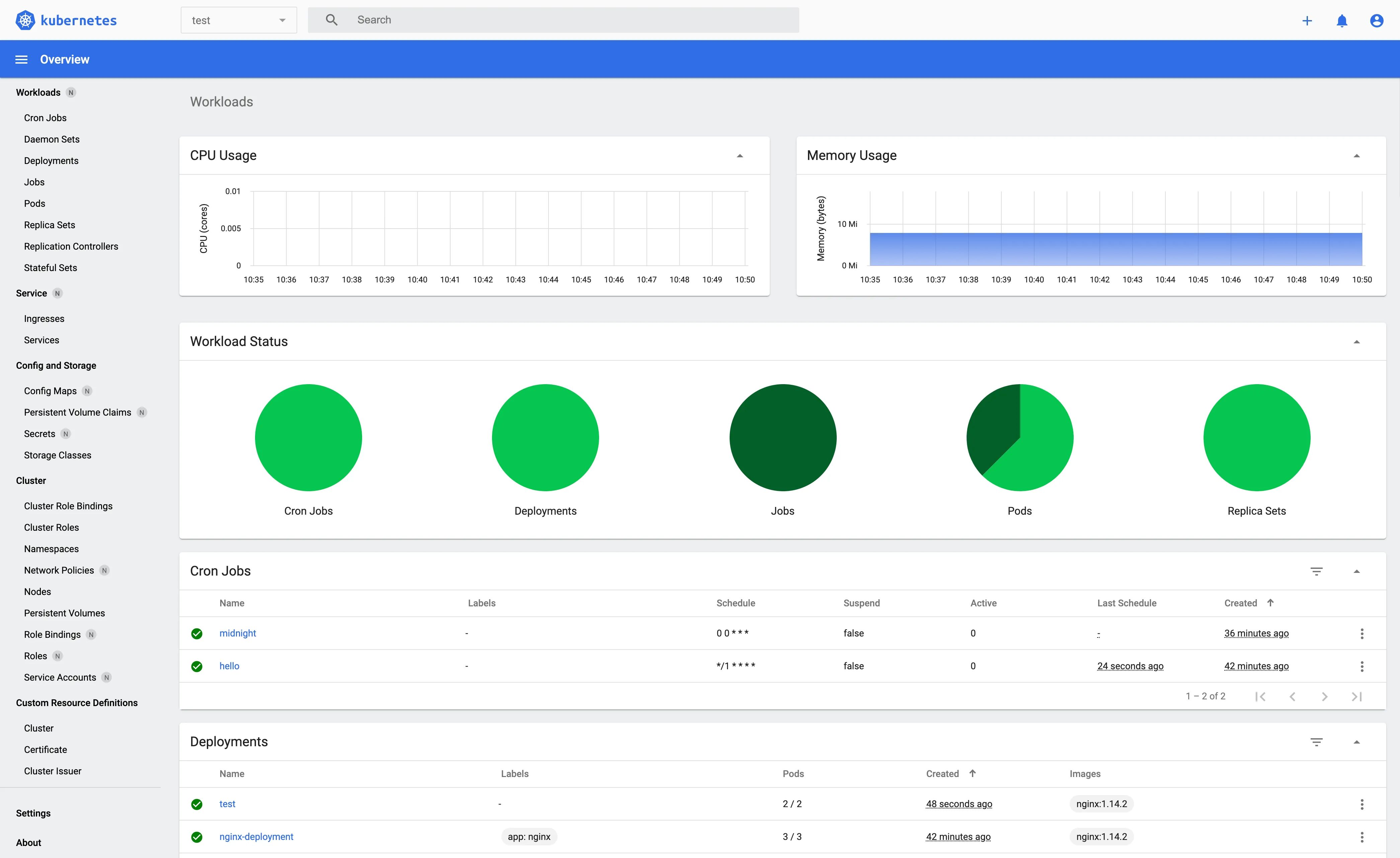 Kubernetes monitoring tool - Kubernetes Dashboard