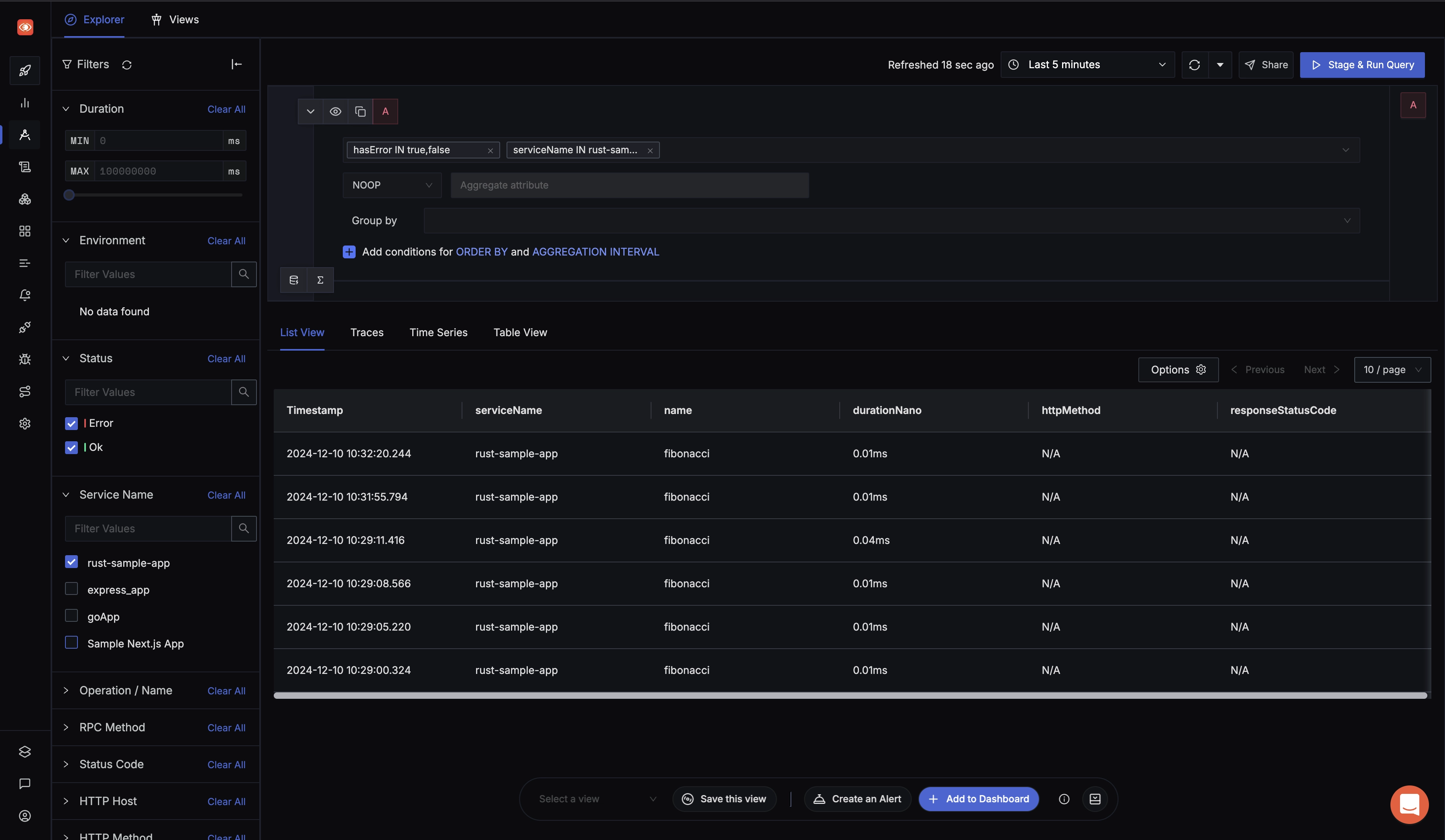 Use filters to analyze the tracing data of your Rust application