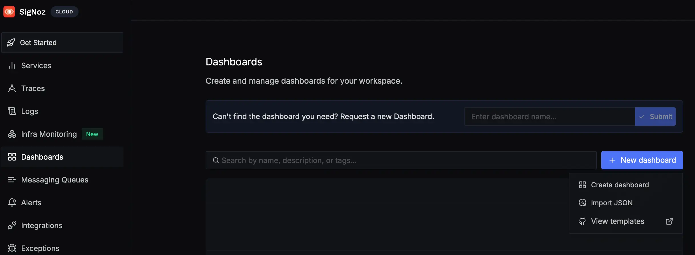 Importing a pre-configured Dashboard