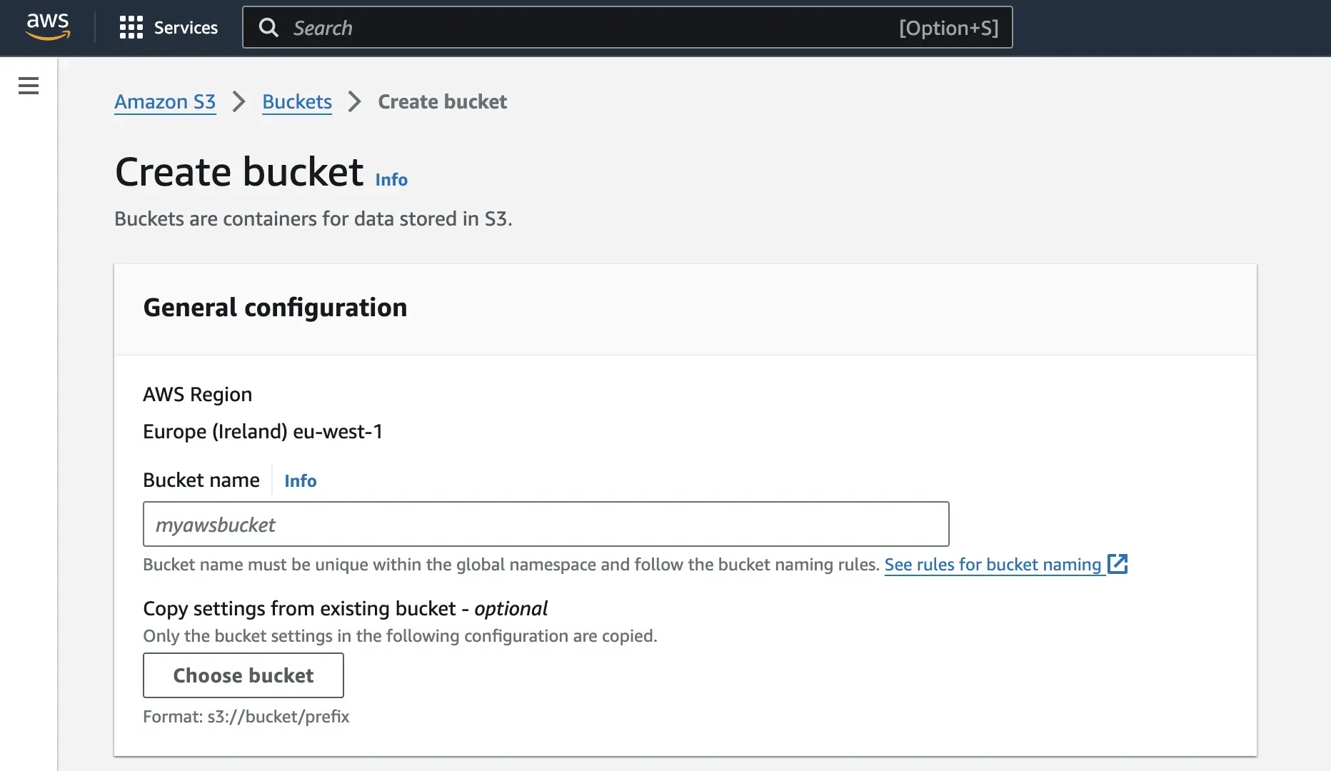 Bucket configuration