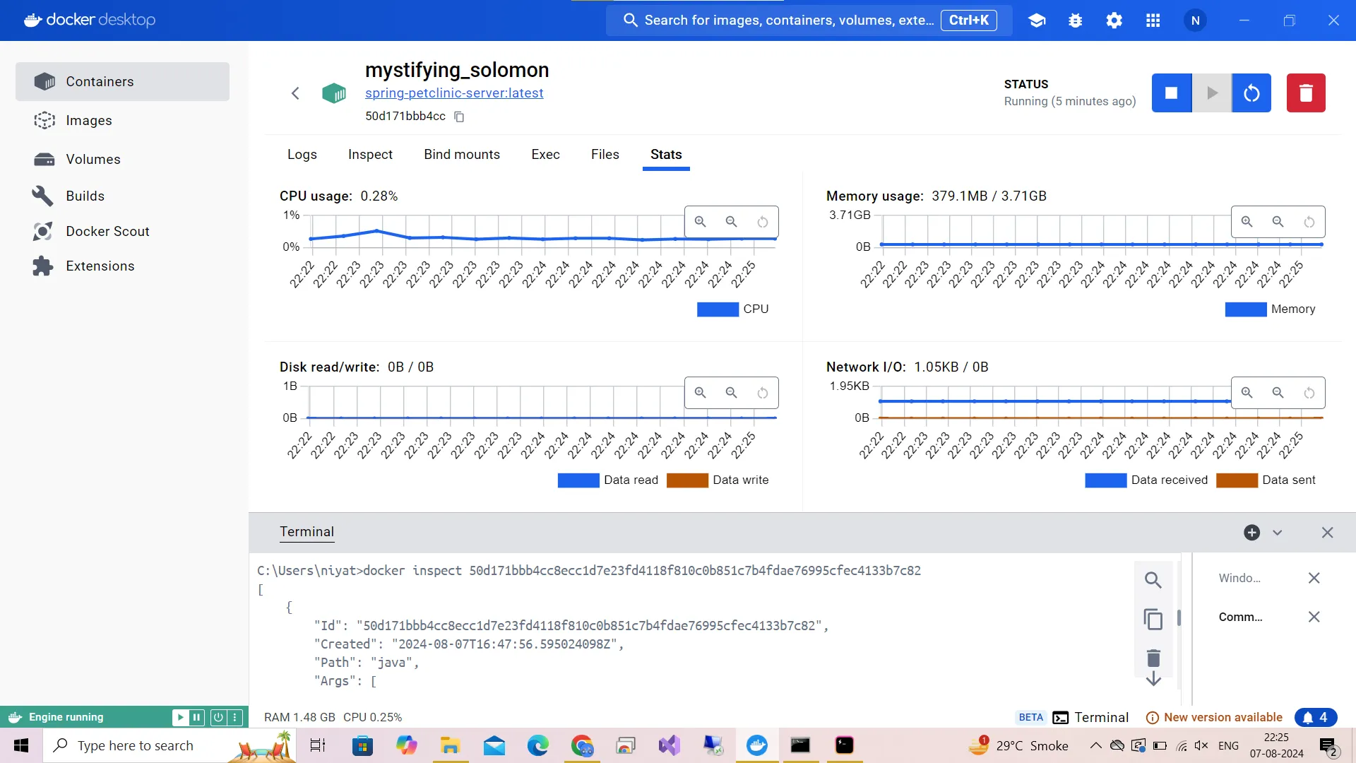 CPU, memory usage and other stats